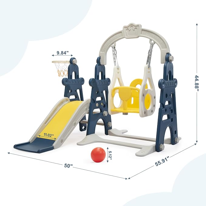 4-in-1 Kids Slide & Swing Playset