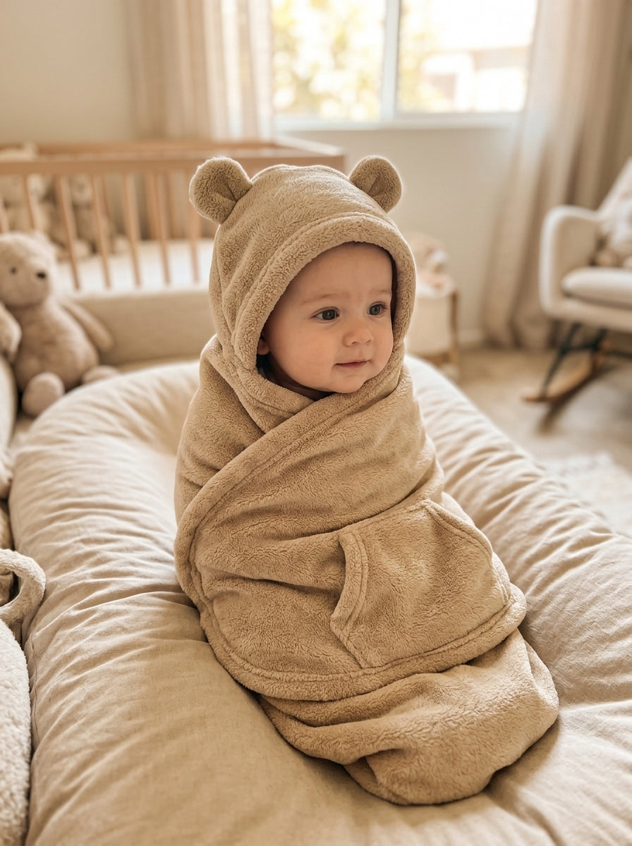 4-in-1 Baby Winter Blanket & Hooded Swaddle