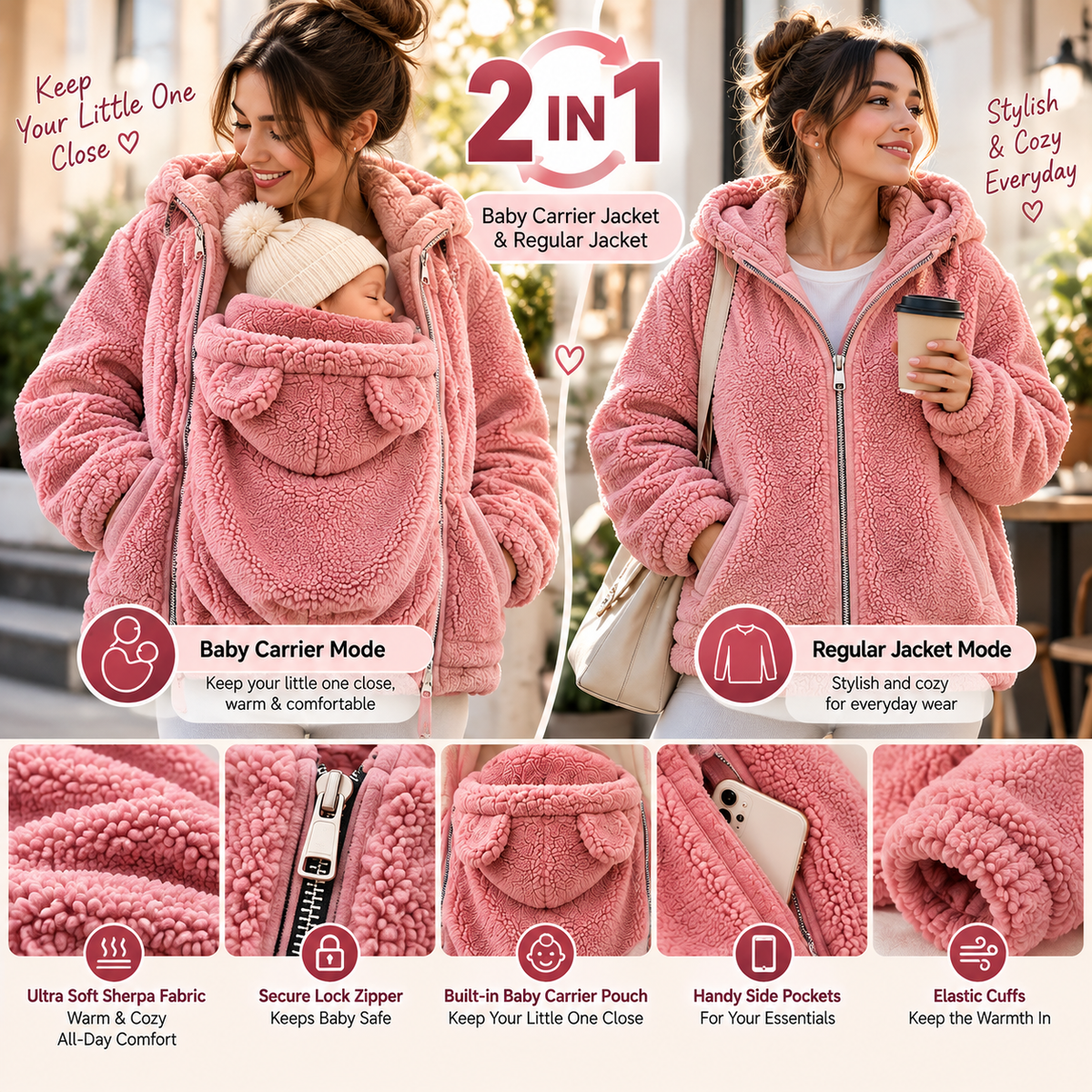 2-in-1 Cozy Nest Winter Baby Carrier Hoodie