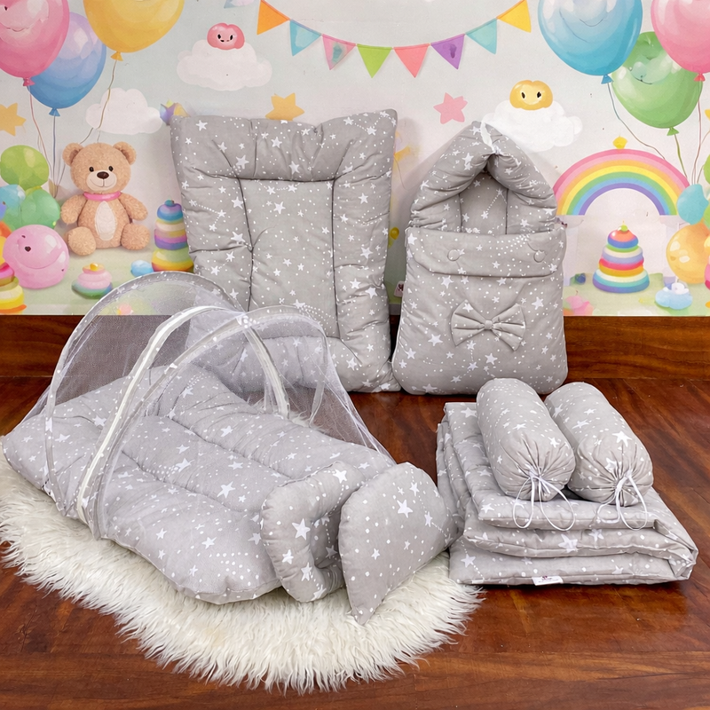 Deluxe 8-Piece Baby Lounger & Bedding Set