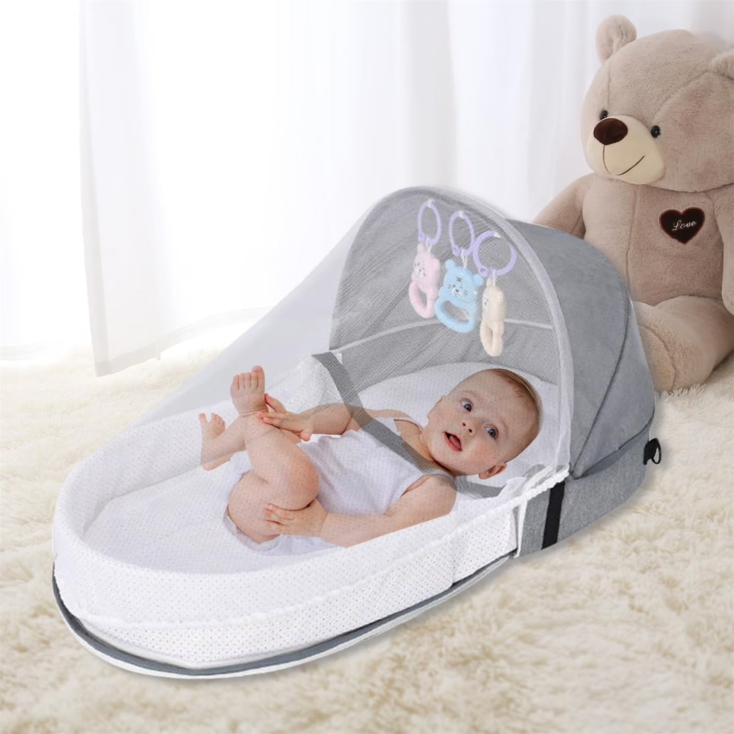 Portable Baby Bed Bag – Safe, Comfy & Easy to Carry Anywhere! + Free disposable diaper dispensernse