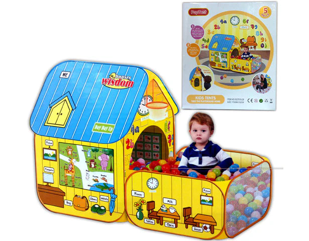 Kids Learn & Play Pop-Up Tent House With Extra Playing Space