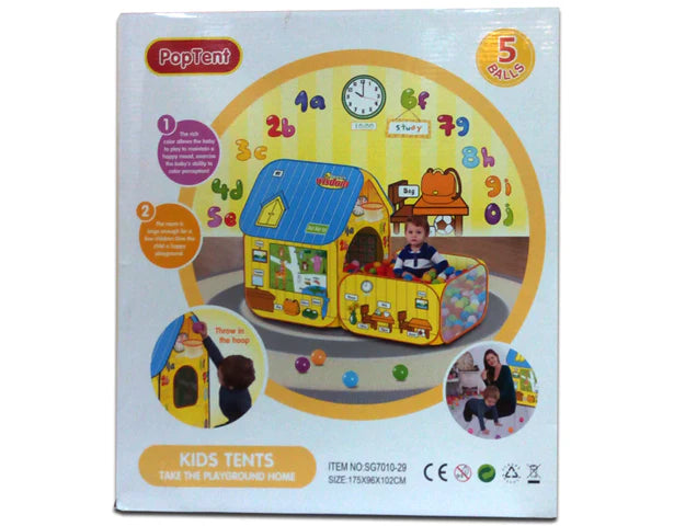 Kids Learn & Play Pop-Up Tent House With Extra Playing Space