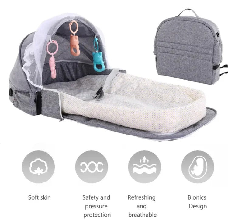 Portable Baby Bed Bag – Safe, Comfy & Easy to Carry Anywhere! + Free disposable diaper dispensernse