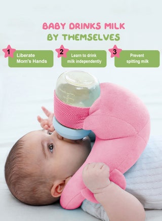 Hands-Free Baby Feeding Pillow – baby resting comfortably while bottle feeds hands-free