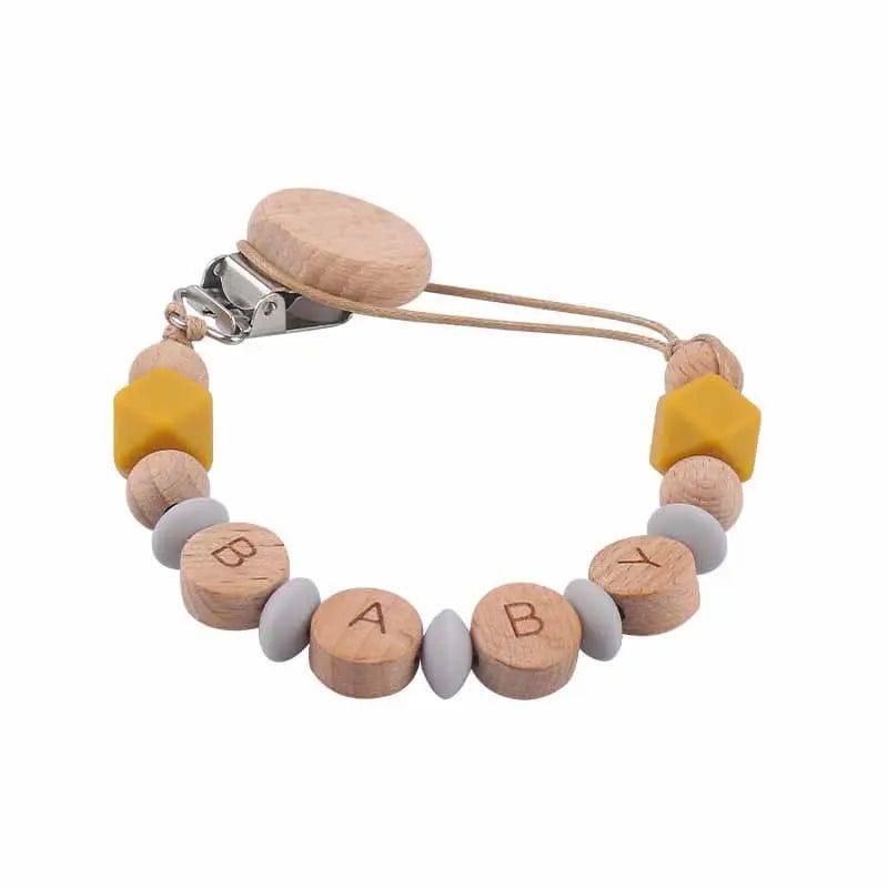 Personalized Wooden & Silicone Baby Pacifier Clip