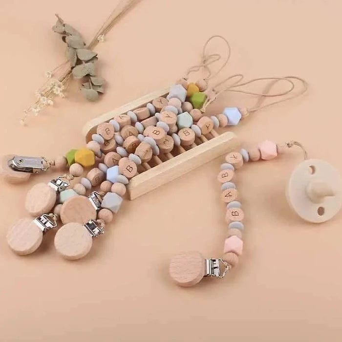 Personalized Wooden & Silicone Baby Pacifier Clip