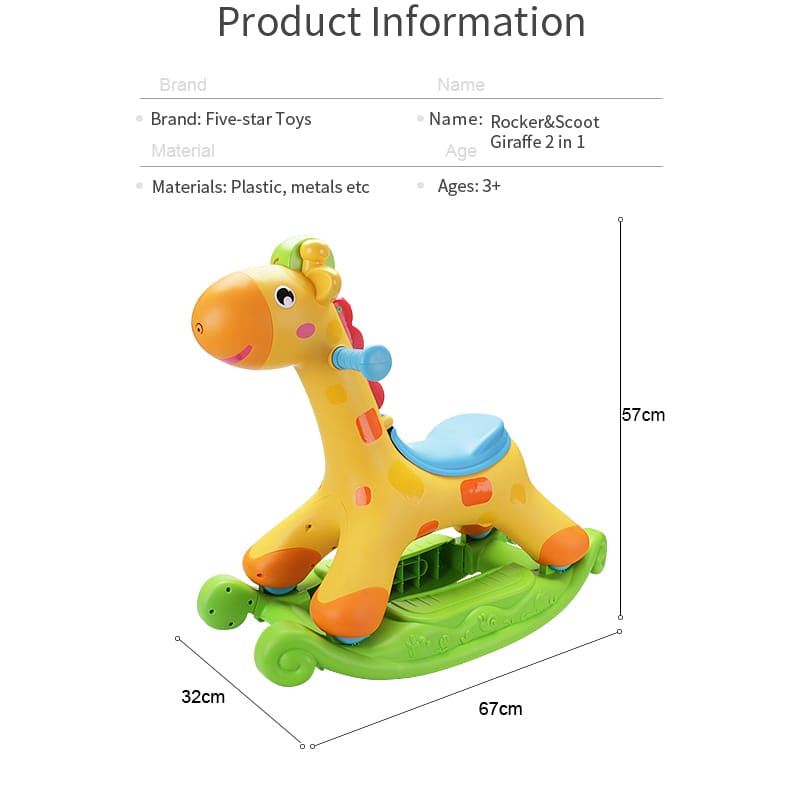 Rockin’ Tunes Giraffe 3-in-1 Ride-On Toy