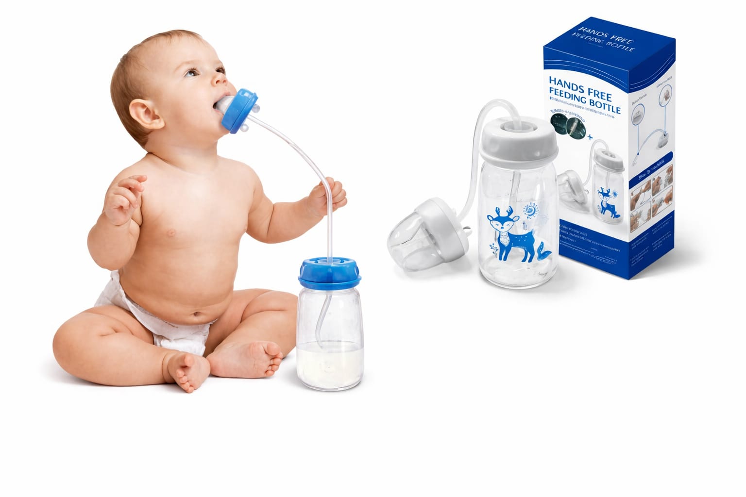 Hands-Free Baby Feeding Bottle - hands-free feeding solution for babies