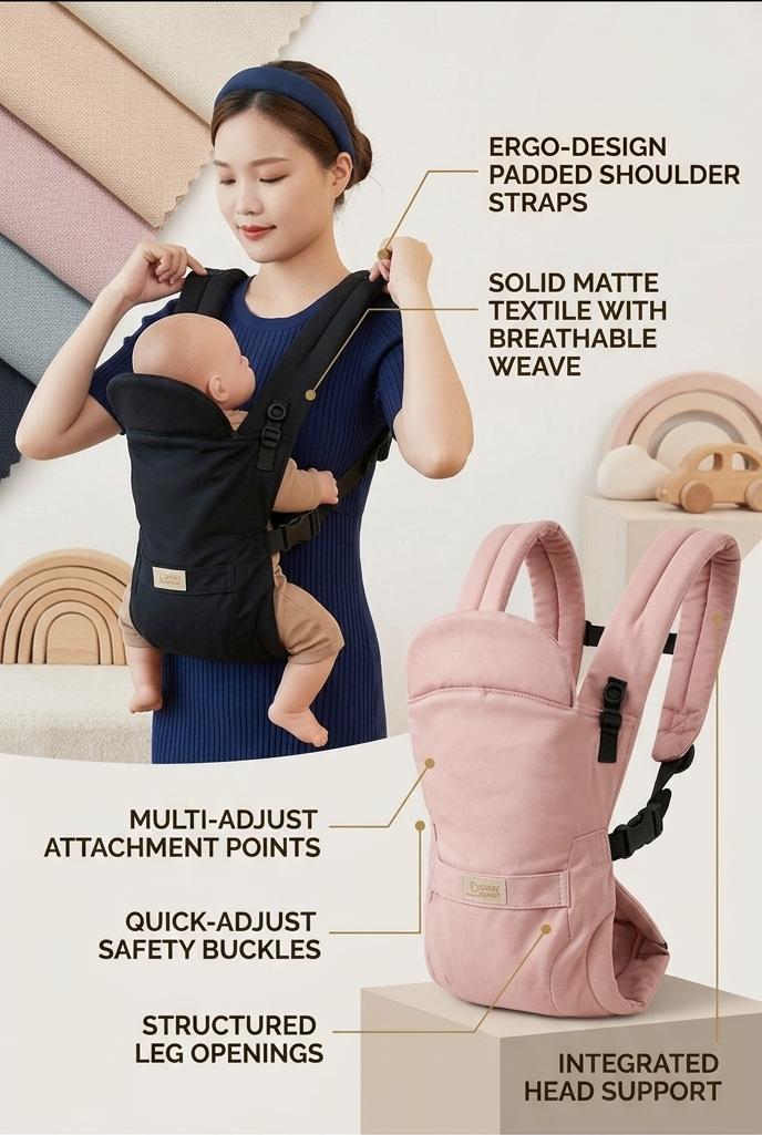 4-in-1 Ergonomic Baby Carrier  With Baby Neck Support