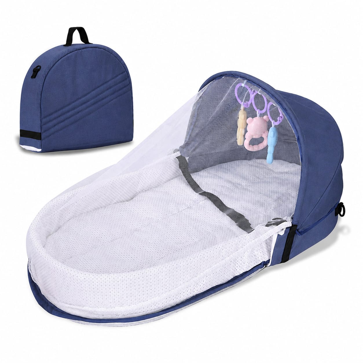Portable Baby Bed Bag – Safe, Comfy & Easy to Carry Anywhere!