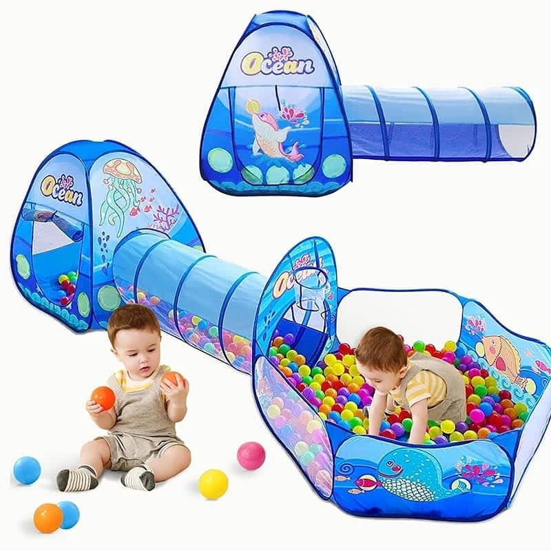 3-in-1 Kids Play Tent, Tunnel & Ball Pool 🎪