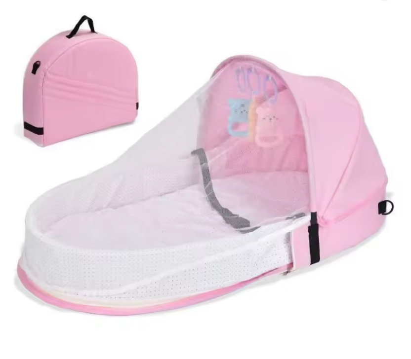 Portable Baby Bed Bag – Safe, Comfy & Easy to Carry Anywhere! + Free disposable diaper dispensernse