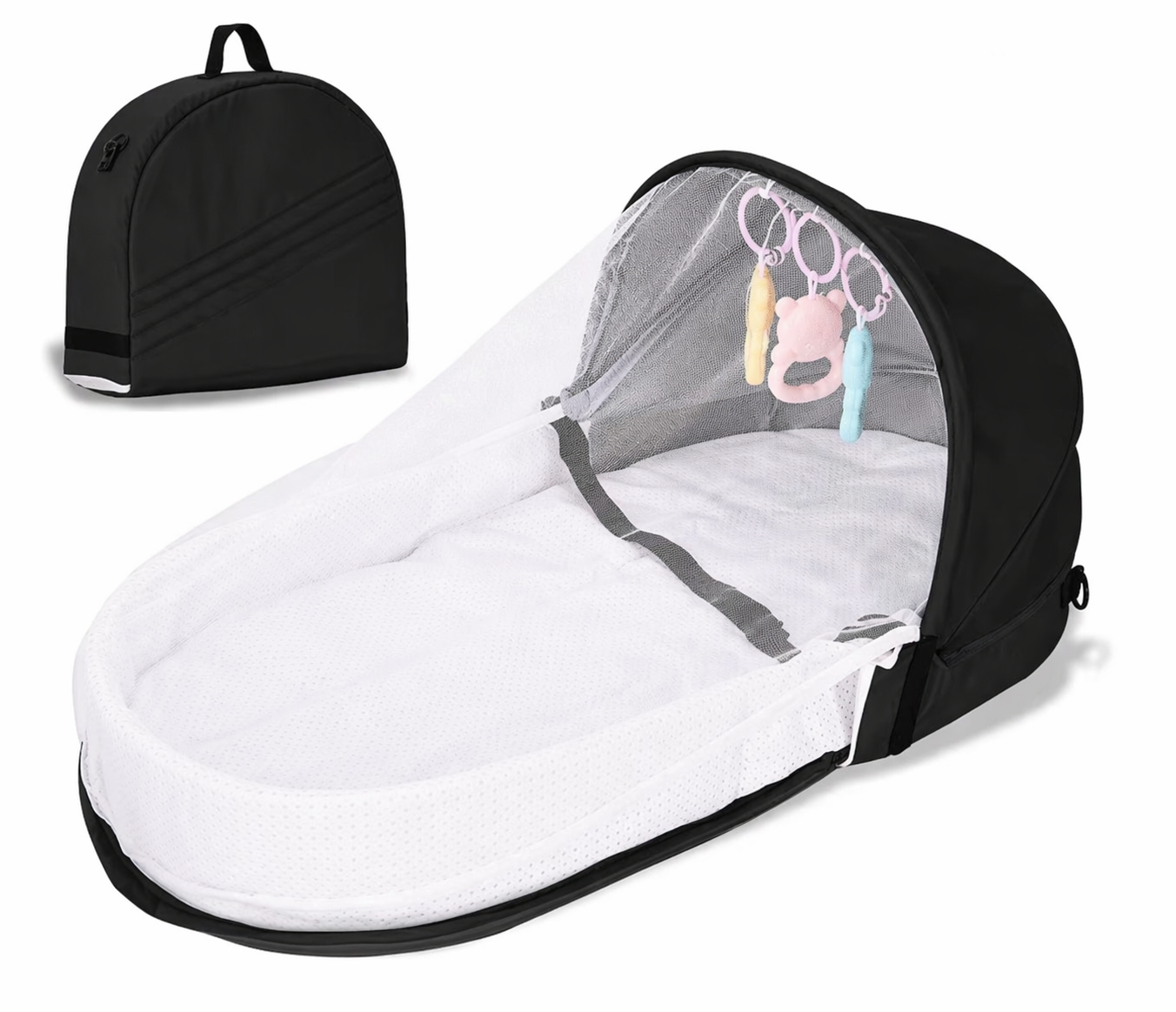 Portable Baby Bed Bag – Safe, Comfy & Easy to Carry Anywhere! + Free disposable diaper dispensernse