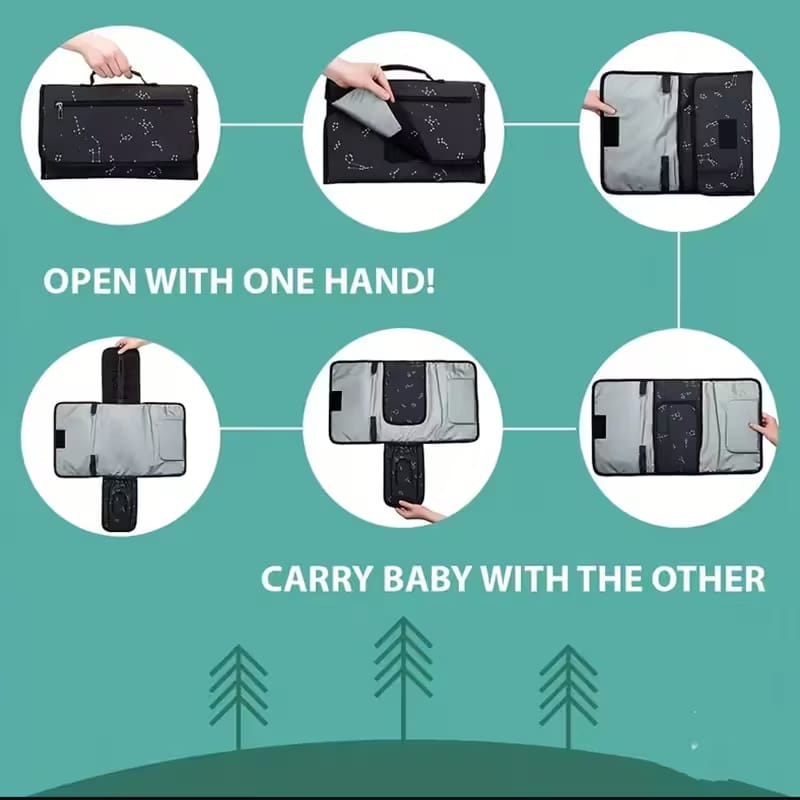 Portable Foam Paded Waterproof Baby Diaper & Clothes Changing bag