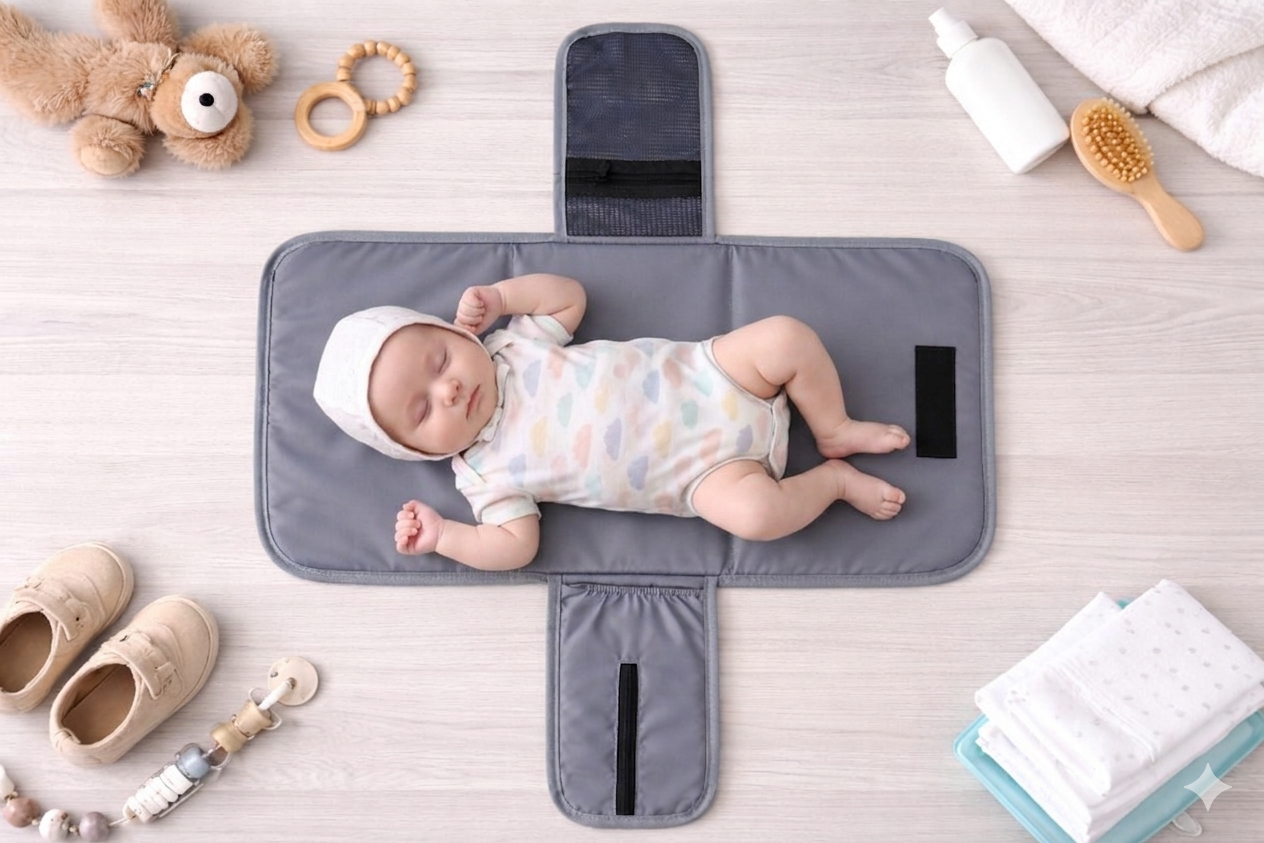 Portable Foam Paded Waterproof Baby Diaper & Clothes Changing bag